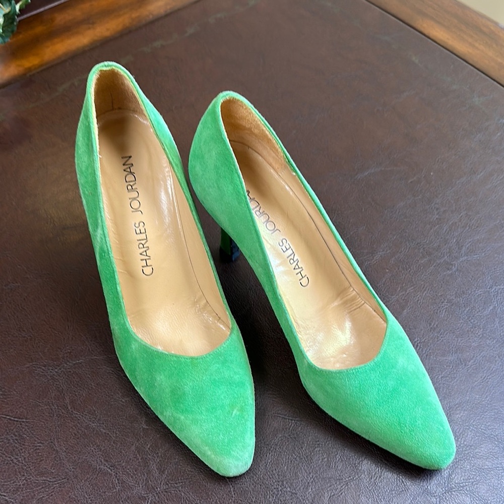 Charles Jourdan Green Suede Women's Shoes